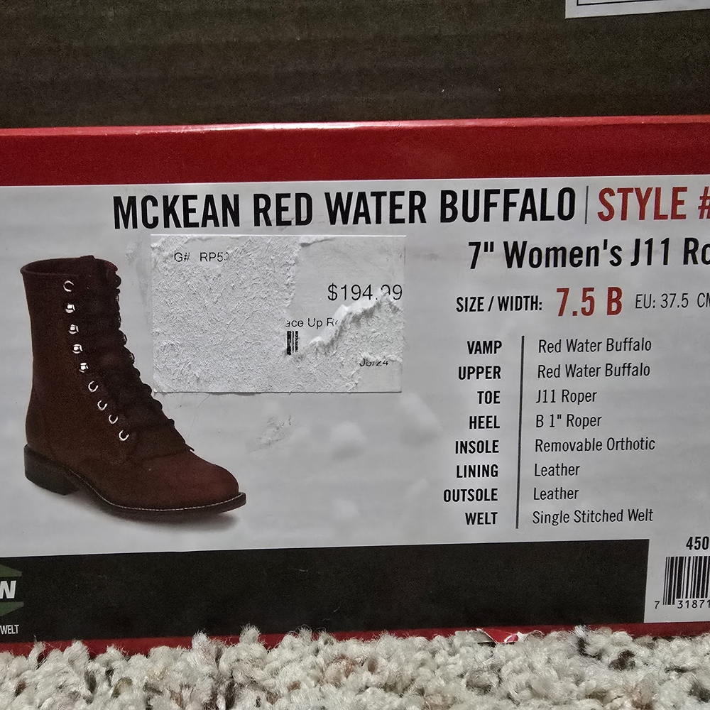 Justin Boots Red Lace Up Women's Leather Boots